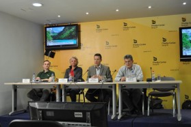 From left to right: Tibor Mikuska (Croation Society for Bird and Nature Protection), Ulrich Eichelmann (Riverwatch), Gabriel Schwaderer (EuroNatur), Ljupcho Melovski (Macedonian Ecological Society).